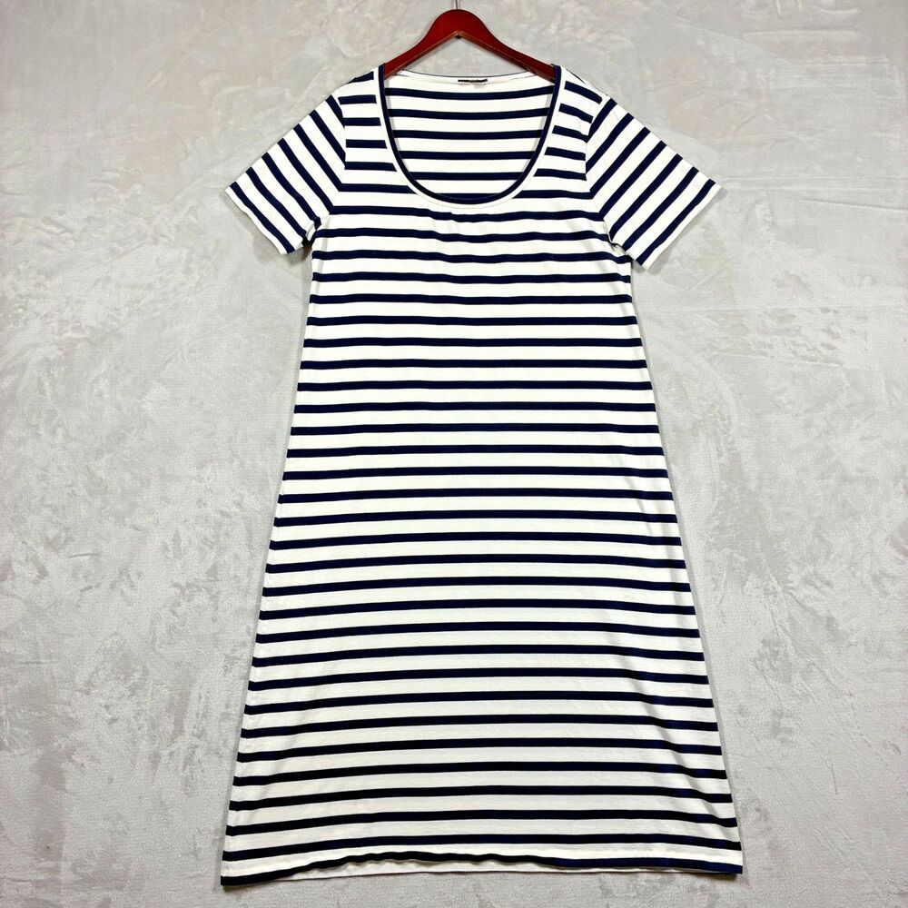 J.Crew XXL Navy White Striped T-Shirt Dress Cotton Short Sleeve Scoop Neck